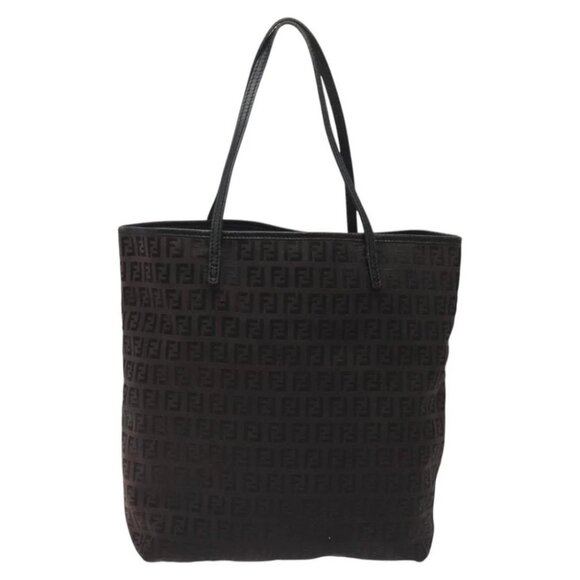 FENDI Zucchino Canvas Tote Bag Black Auth - Picture 1 of 16
